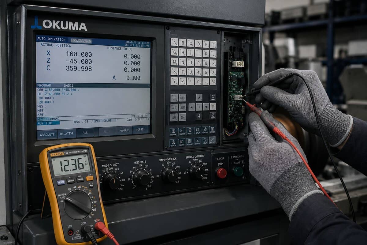 CNC electronics testing and diagnostics on a measurement bench